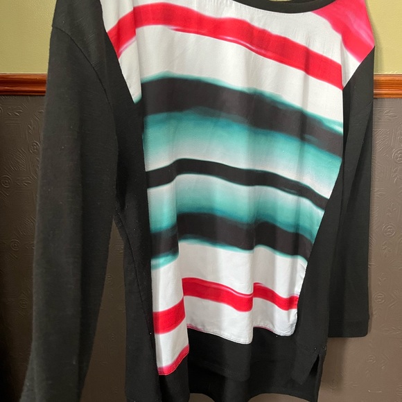 Addition Elle Size X, 3/4 length sleeve black top, stripes to front, see note - Picture 3 of 10